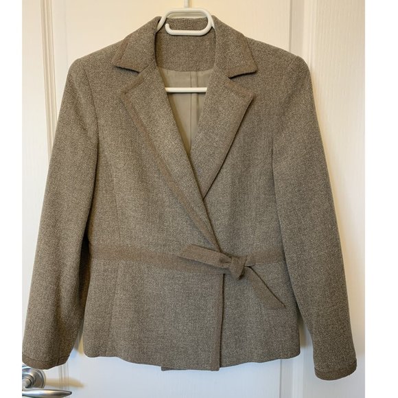 Tan Blazer Suit Jacket (Part of Matching Set/shoulder 15.5"/length 22") - Picture 1 of 4